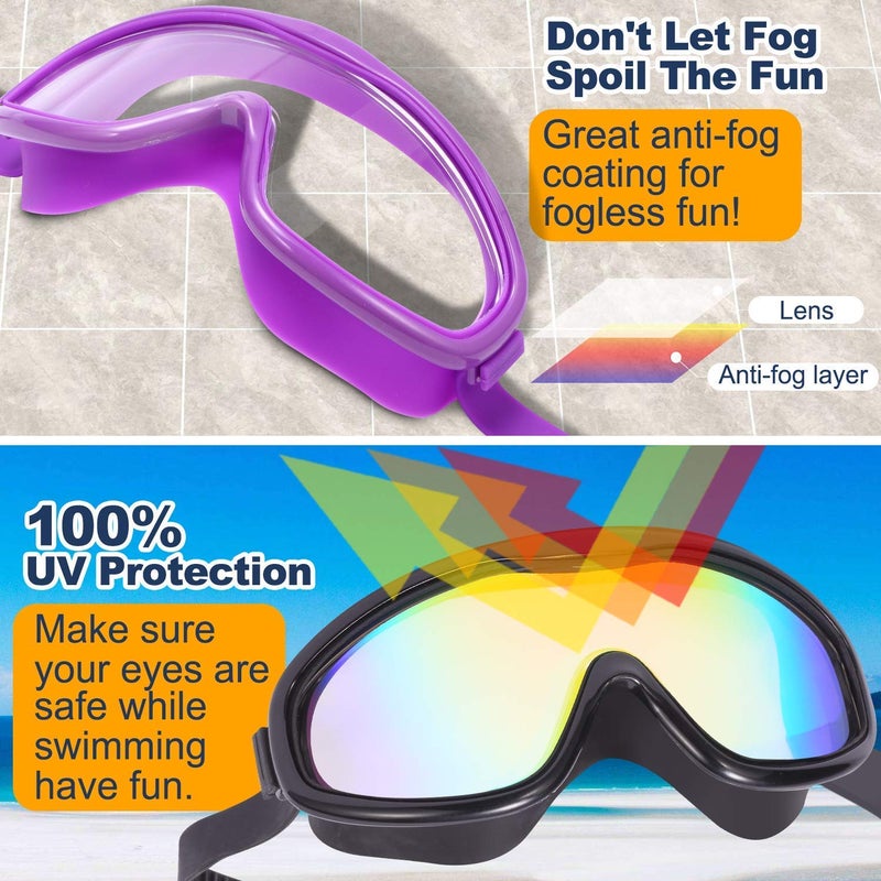Braylin Adult Swim Goggles, 2-Pack Wide View Swim Goggles for Men Women Youth Teen, Anti-Fog, UV Protection, Over 15 Years - Image 5